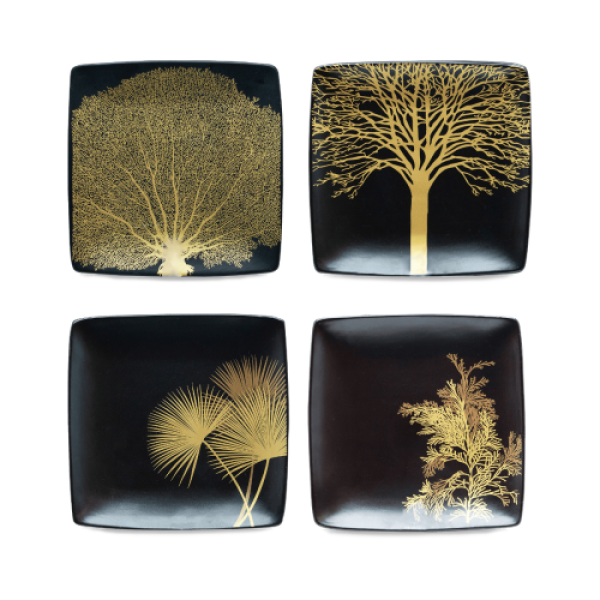 Set 4 piatti quadrati in ceramica